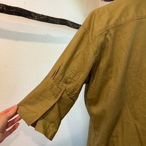 J.Crew Sage Green 100% Cotton Button Down 3/4 Sleeve Oversized Shirt Size Small - Picture 6 of 13